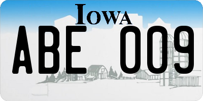 IA license plate ABE009