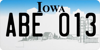 IA license plate ABE013