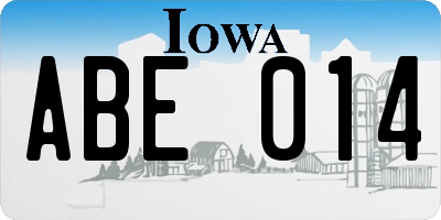 IA license plate ABE014