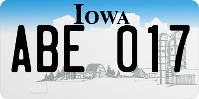 IA license plate ABE017