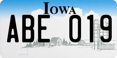 IA license plate ABE019