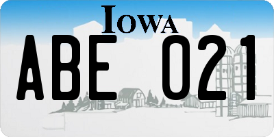 IA license plate ABE021