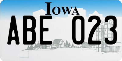 IA license plate ABE023