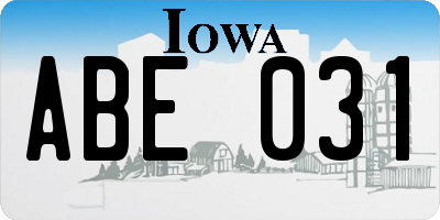 IA license plate ABE031