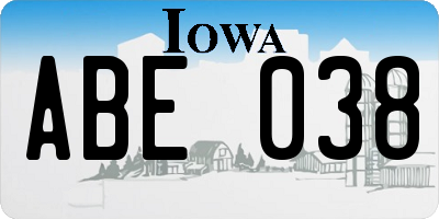 IA license plate ABE038