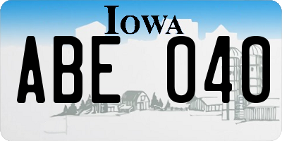 IA license plate ABE040