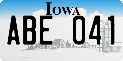 IA license plate ABE041