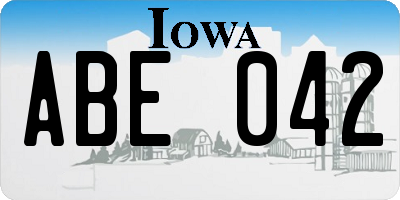 IA license plate ABE042