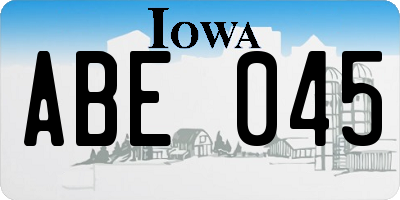 IA license plate ABE045