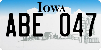 IA license plate ABE047