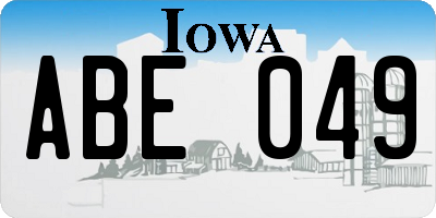 IA license plate ABE049