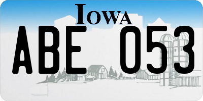 IA license plate ABE053