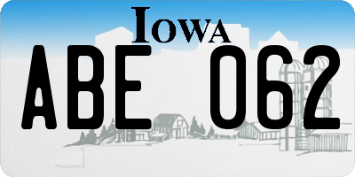 IA license plate ABE062