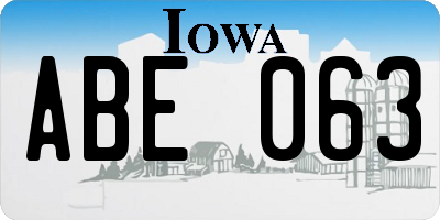 IA license plate ABE063