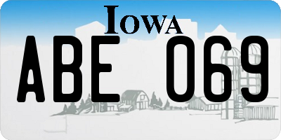 IA license plate ABE069