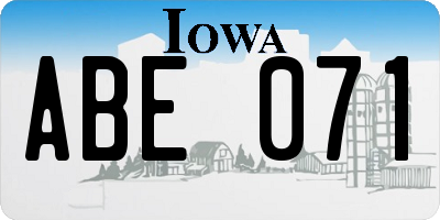 IA license plate ABE071