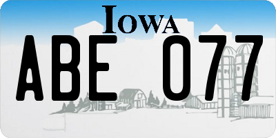 IA license plate ABE077