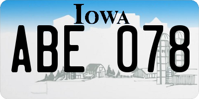 IA license plate ABE078