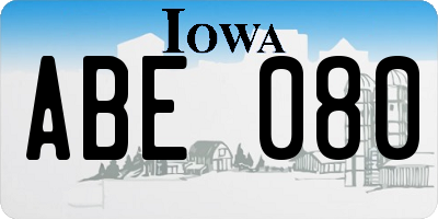 IA license plate ABE080