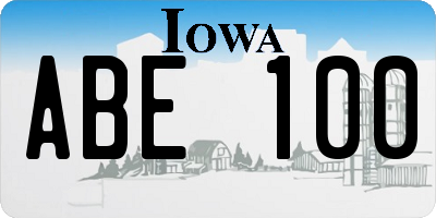 IA license plate ABE100