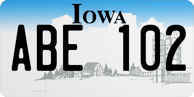 IA license plate ABE102