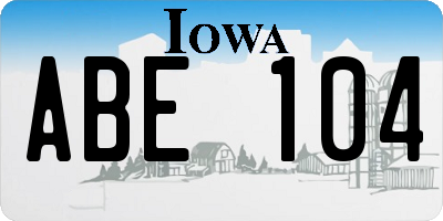 IA license plate ABE104