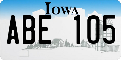IA license plate ABE105