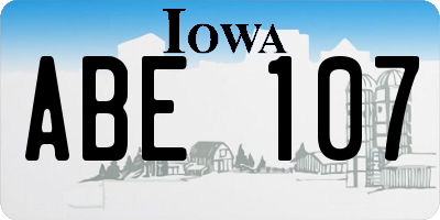 IA license plate ABE107