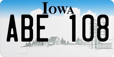 IA license plate ABE108