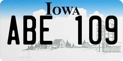 IA license plate ABE109