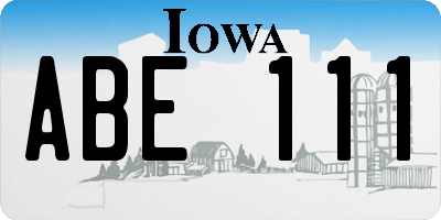 IA license plate ABE111