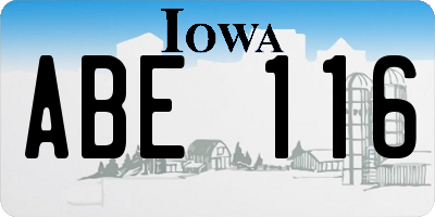 IA license plate ABE116