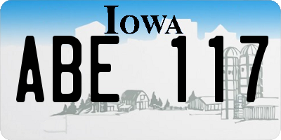 IA license plate ABE117