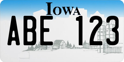 IA license plate ABE123