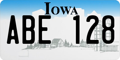 IA license plate ABE128