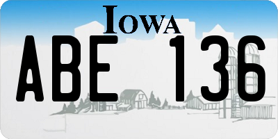 IA license plate ABE136