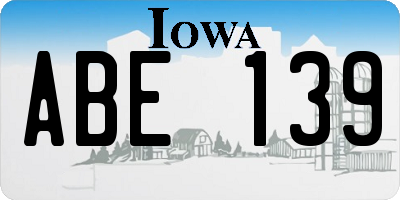 IA license plate ABE139