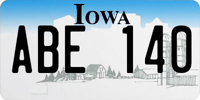 IA license plate ABE140