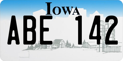 IA license plate ABE142