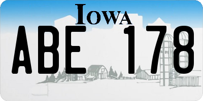 IA license plate ABE178