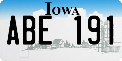 IA license plate ABE191