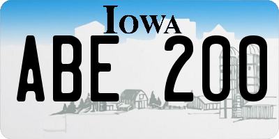 IA license plate ABE200