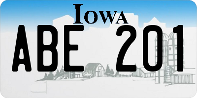 IA license plate ABE201