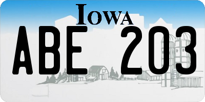 IA license plate ABE203