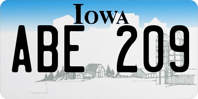 IA license plate ABE209