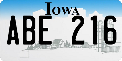 IA license plate ABE216