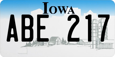 IA license plate ABE217
