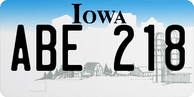 IA license plate ABE218