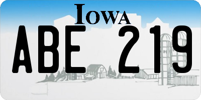 IA license plate ABE219