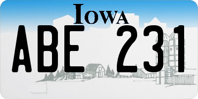 IA license plate ABE231